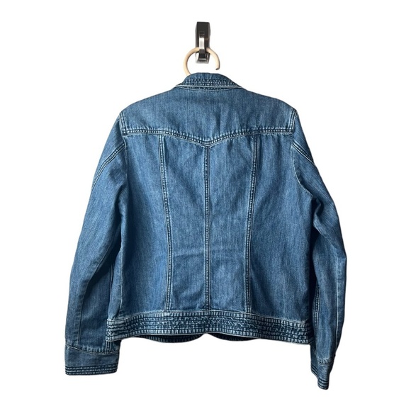 Coldwater Creek Denim LightWash Short Waisted Jacket Chest Pockets Large - Picture 4 of 15